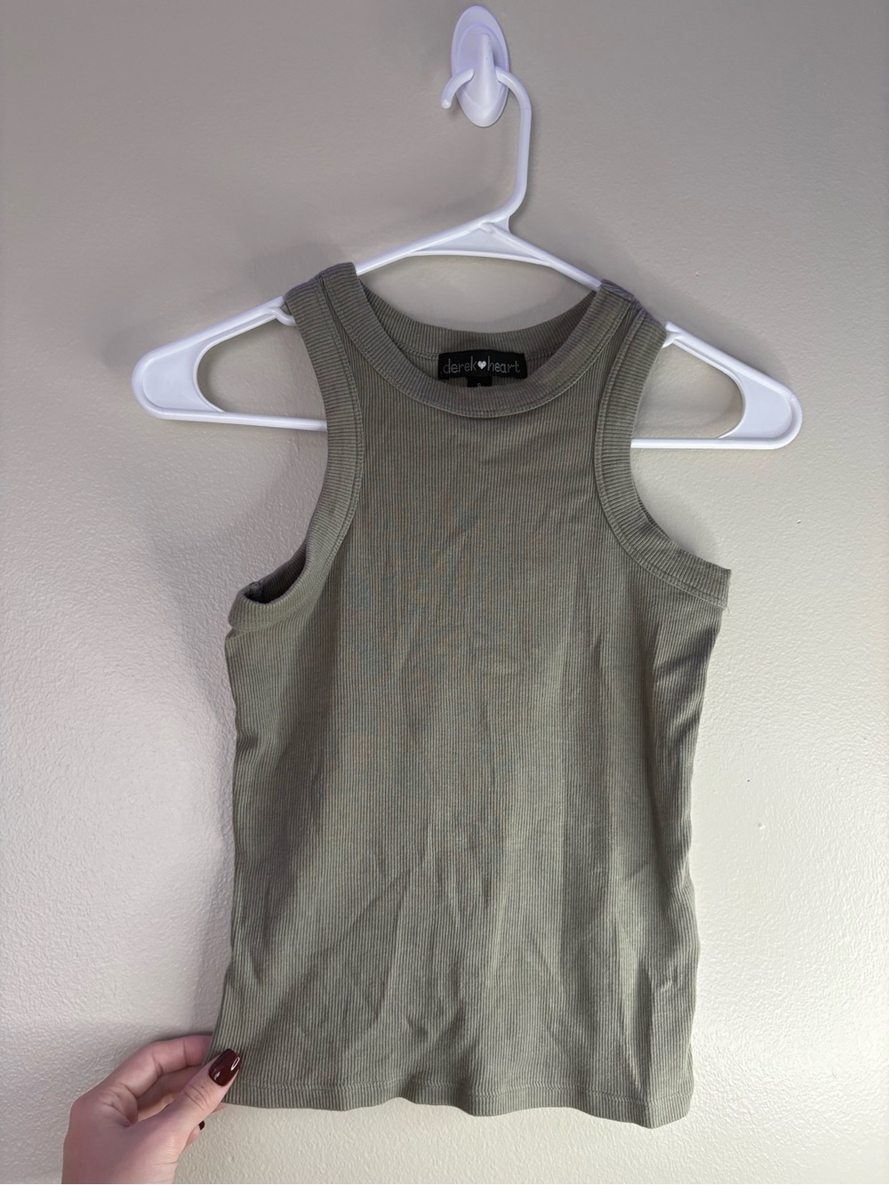 Derek Heart Olive Green Ribbed Tank